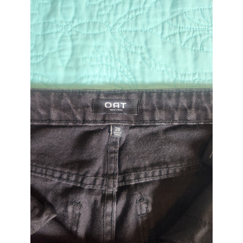 OAT New York High Rise‎ Straight Leg Jeans Washed Black 100% Cotton Size 26 NWT